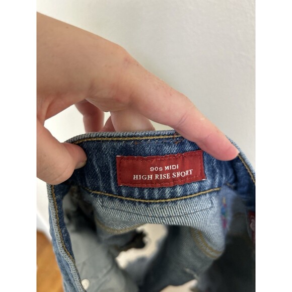 Lucky Brand Weed Leaf Lucky Legend Embroidered 5" High Rise 90s Shorts 4 27 - Picture 6 of 7